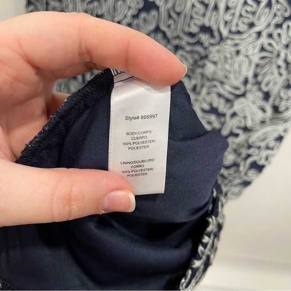 JS Collections Embroidered Sheath Dress Size 10 Blue - Picture 7 of 9